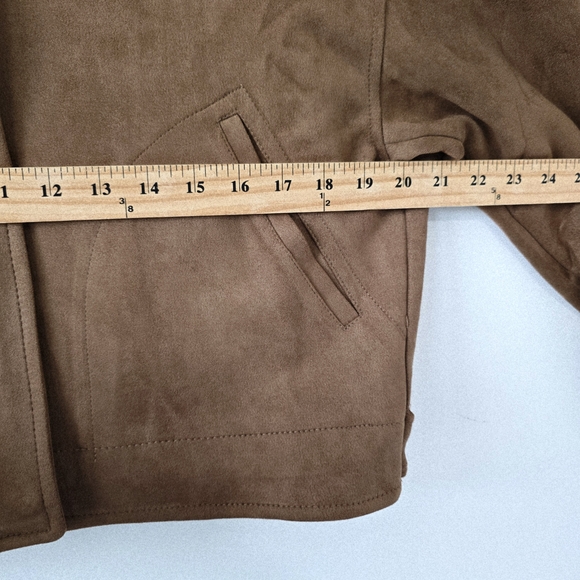 NWT Max Studio Faux Suede Bomber Jacket Womens M Brown Tan - Picture 4 of 9